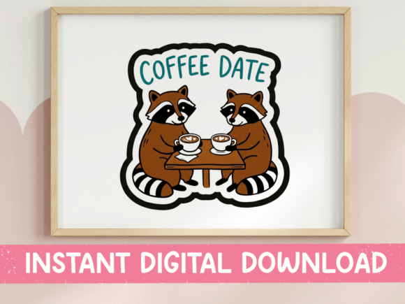 Coffee Date Raccoons Cafe SVG