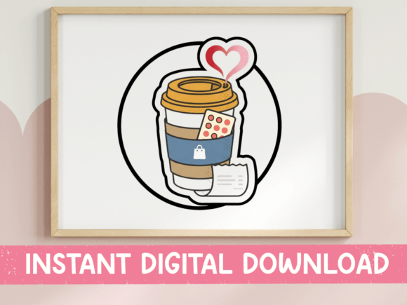 Cute Coffee Cup Sticker with Heart Review