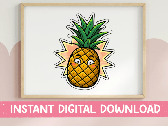 Cute Kawaii Pineapple Sticker Design