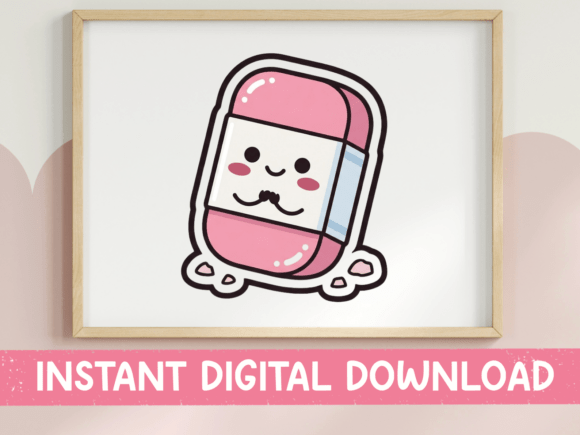 Kawaii Pink Eraser Cute Sticker Design Review
