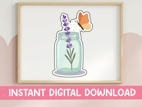 Lavender Mason Jar Butterfly Sticker Review