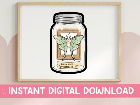 Luna Moth Specimen Jar Sticker Design Review