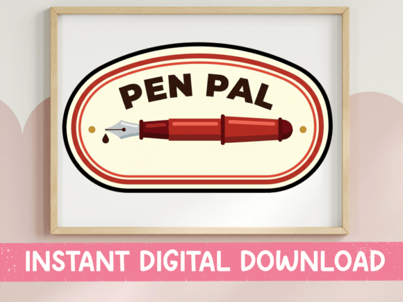 Pen Pal Retro Badge Sticker Design Review