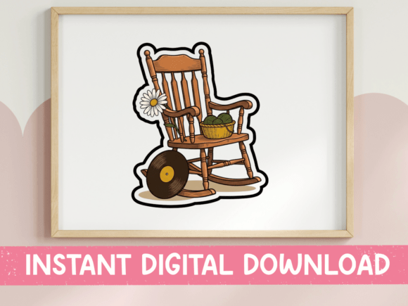 Retro Grandma Rocking Chair Sticker