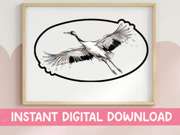 Sandhill Crane in Flight Oval Sticker