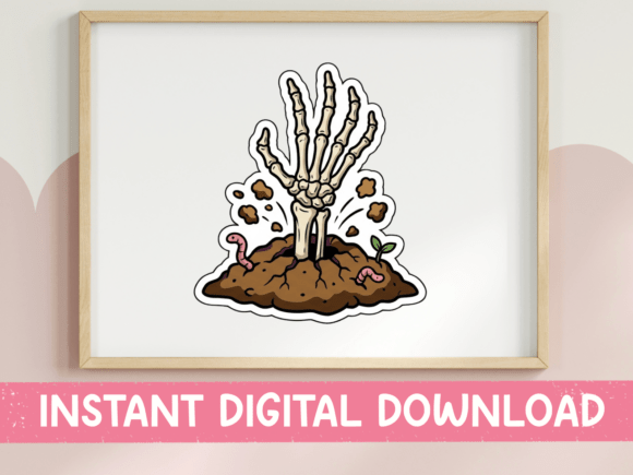 Skeleton Hand Rising Dirt Sticker Embroidery Review